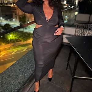 Sexy black cut out dress half of the back is out